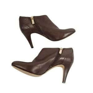 Vince Camuto Brown Leather Zip Booties
